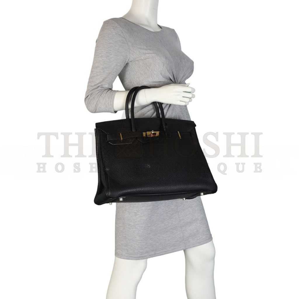 H**me5 BIRKIN 35 TOGO LEATHER BLACK GOLD BUCKLE BAG H028369CC2Z (35*28*18cm) Master Quality